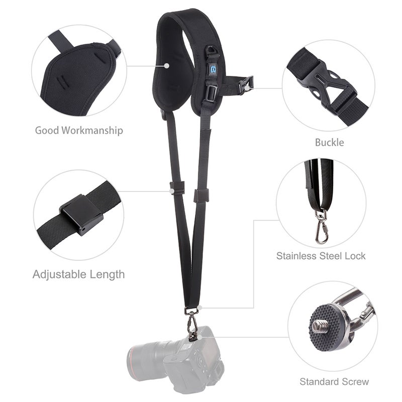 Camera Strap Quick Release Shoulder Belt Black  - Image 2
