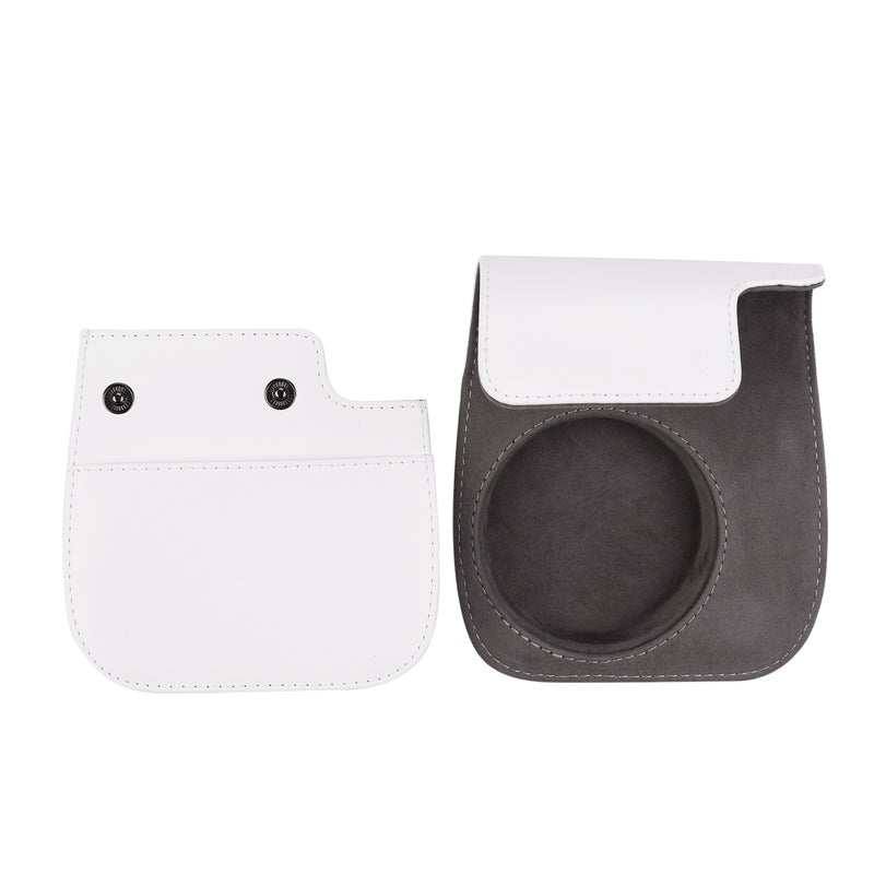 Portable Instant Camera Case Bag Holder PU Leather With Shoulder Strap White  - Image 3