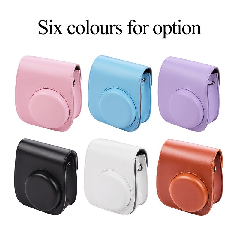 Portable Instant Camera Case Bag Holder PU Leather With Shoulder Strap White  - Image 5