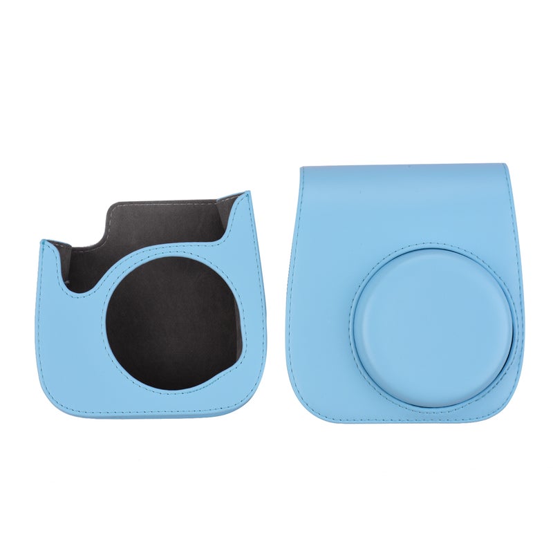 Generic - Portable Instant Camera Case Bag Holder PU Leather With Shoulder Strap Blue - Image 1