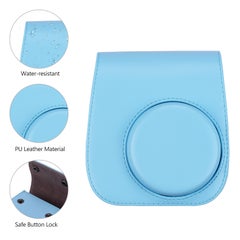Generic Portable Instant Camera Case Bag Holder PU Leather With Shoulder Strap Blue  - Image 2