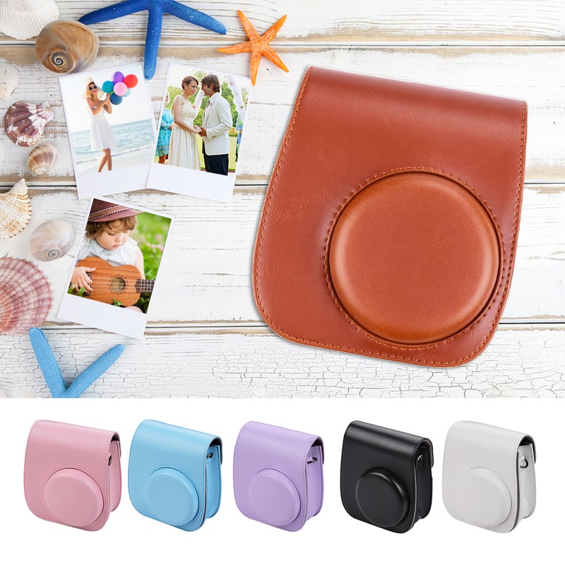 Generic - Portable Instant Camera Case Bag Holder PU Leather With Shoulder Strap Blue - Image 1