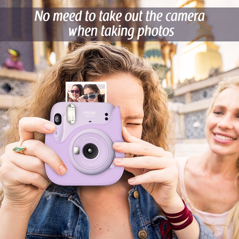 Generic - Portable Instant Camera Case Bag Holder PU Leather With Shoulder Strap Blue - Image 1