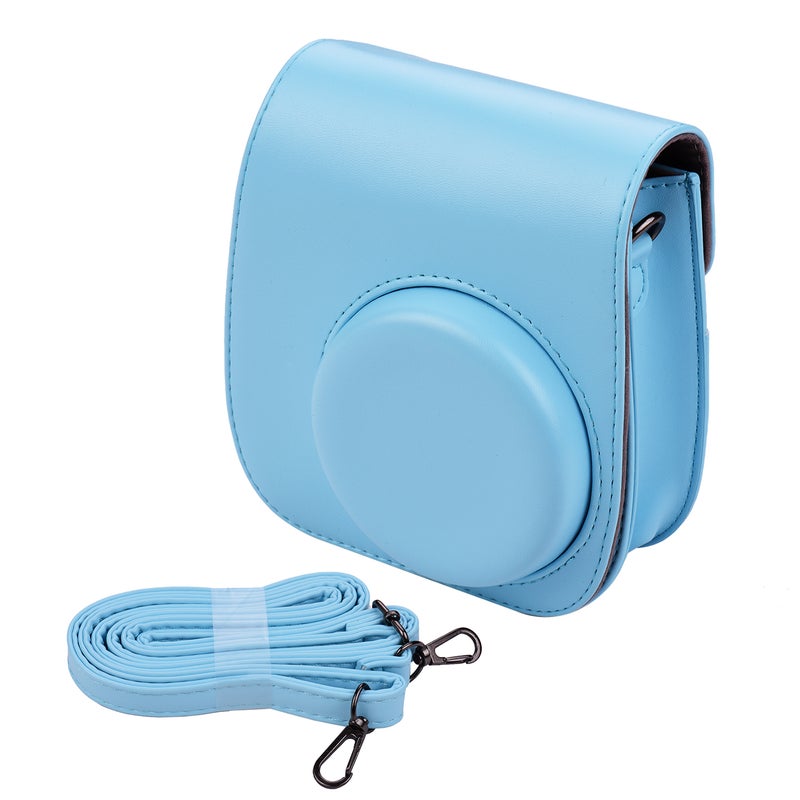 Generic - Portable Instant Camera Case Bag Holder PU Leather With Shoulder Strap Blue - Image 1