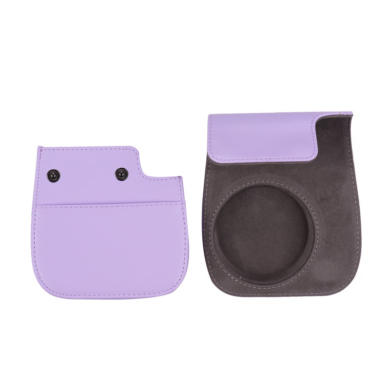 Portable Instant Camera Case Bag Holder PU Leather With Shoulder Strap Purple  - Image 4