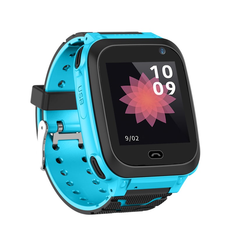 Kids 1.44" IPX7 Waterproof Touching Screen Intelligent Smart Watch With SOS Call Voice Chat Alarm Clock Compatible For Android and iOS Phone Blue - Image 3