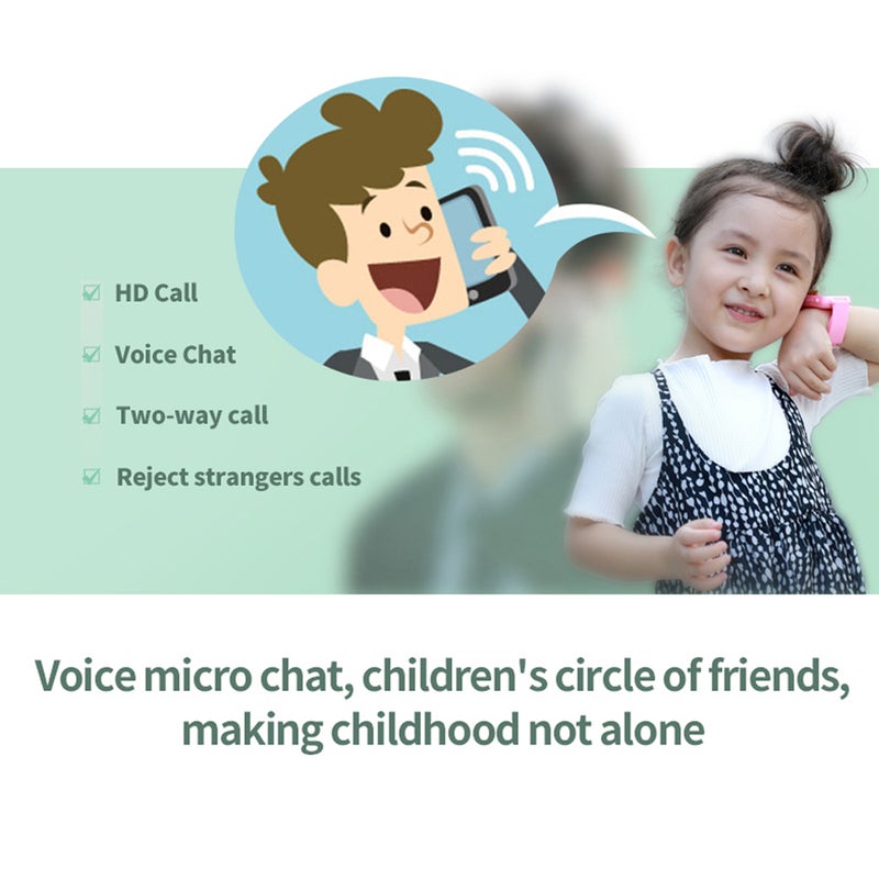 Kids 1.44" IPX7 Waterproof Touching Screen Intelligent Smart Watch With SOS Call Voice Chat Alarm Clock Compatible For Android and iOS Phone Blue - Image 4