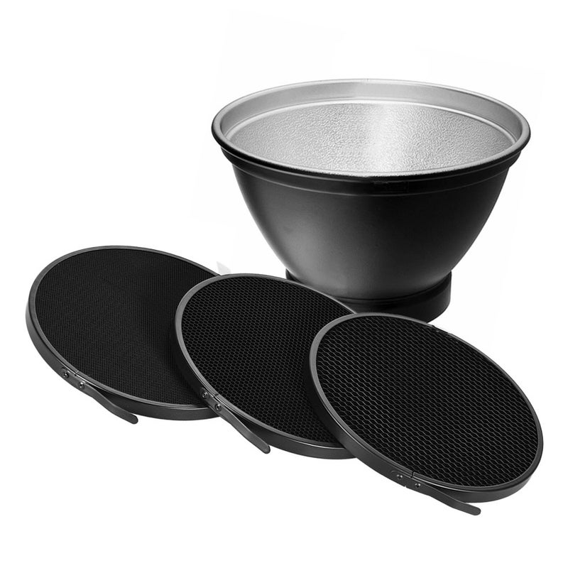 Elinchrom Mount Reflector Diffuser Lamp Shade With 10° 30° 50° Honeycomb Grids 8.27inch Black  - Image 1