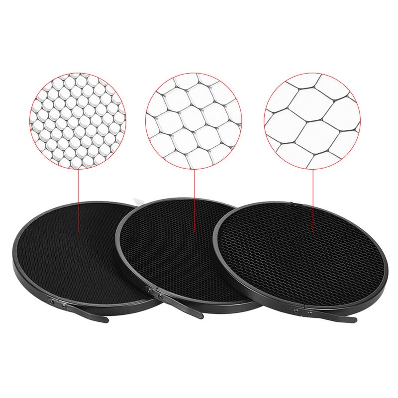 Elinchrom Mount Reflector Diffuser Lamp Shade With 10° 30° 50° Honeycomb Grids 8.27inch Black  - Image 2