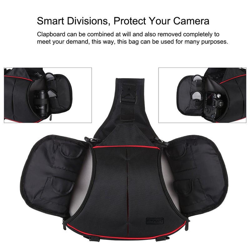 Generic - Digital SLR Camera Backpack Triangle Style Water-Resistant Single Shoulder Messenger Bag Black - Image 1