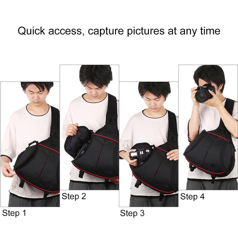 Generic - Digital SLR Camera Backpack Triangle Style Water-Resistant Single Shoulder Messenger Bag Black - Image 1