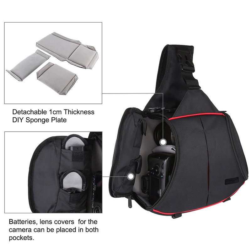 Generic - Digital SLR Camera Backpack Triangle Style Water-Resistant Single Shoulder Messenger Bag Black - Image 1