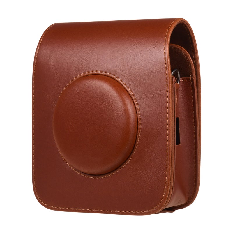 Portable PU Leather Camera Case Bag With Shoulder Strap Brown  - Image 1