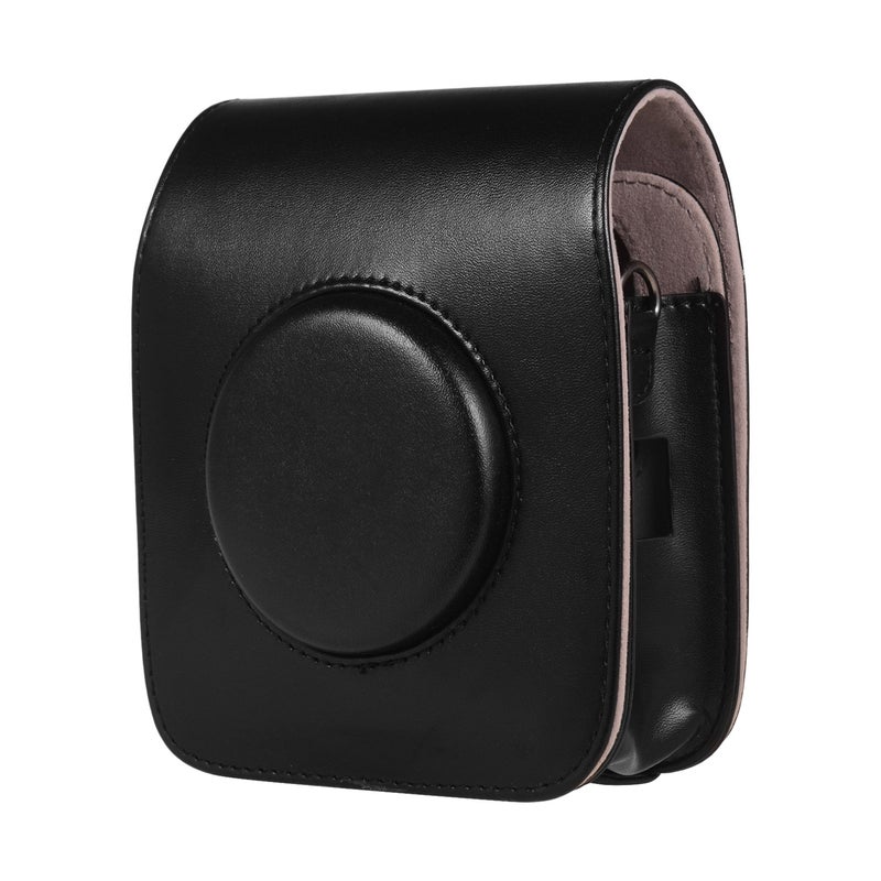 Portable PU Leather Camera Case Bag With Shoulder Strap Black  - Image 1