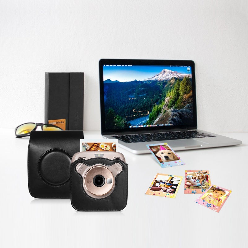 Portable PU Leather Camera Case Bag With Shoulder Strap Black  - Image 2