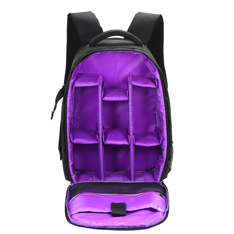 Outdoor Wear-Resisting DSLR Digital Camera Video Backpack Bag Purple  - Image 4