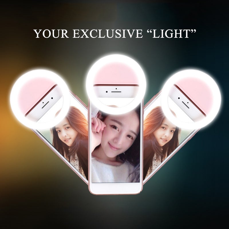 فلاش كاميرا محمول مزوّد بحلقة إضاءة LED لتصوير السيلفي لكافّة الهواتف المحمولة أزرق