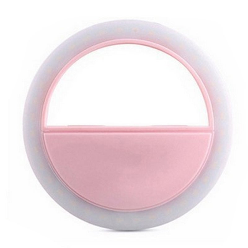 Generic Portable Selfie LED Light Ring Fill Camera Flash for Mobile Phone Universal Pink  - Image 1