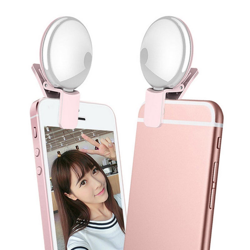Generic Portable Selfie LED Light Ring Fill Camera Flash for Mobile Phone Universal Pink  - Image 3