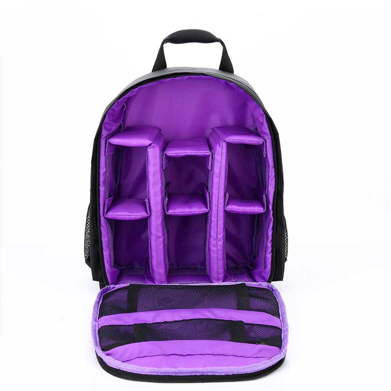 New Multi-functional Small DSLR Digital Camera Video Backpack Bag Purple  - Image 1