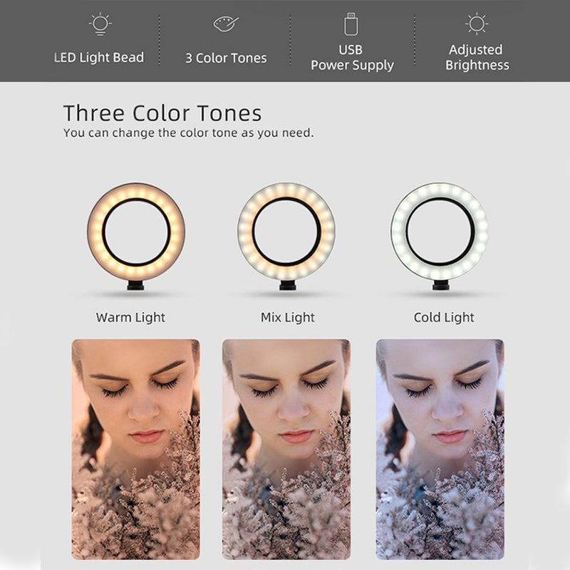 Generic - LED Ring Light Studio Photo Video Dimmable Lamp Tripod Stand Selfie Camera Phone Black - Image 1
