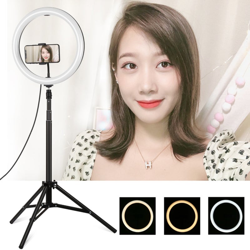 Dimmable LED Photography Light With Tripod Stand and Phone Clamp Holder Black - Image 2