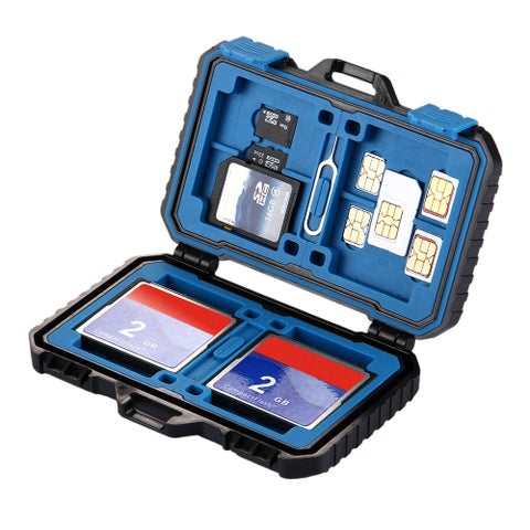 Waterproof Memory Card Reader Storage Box Black/Blue