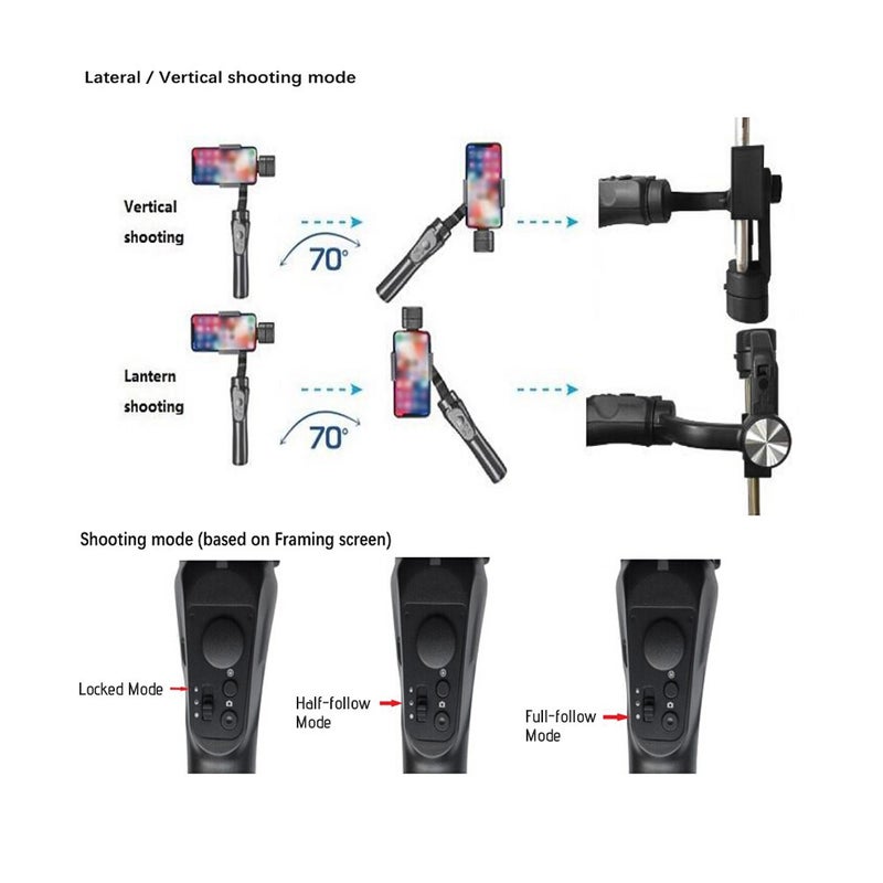 Generic - 3-Axis Handheld Gimbal Smartphone Stabilizer Black - Image 1