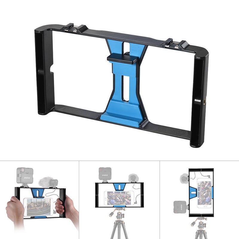 ANDOER Smartphone Film Making Grip Bracket Holder Black/Blue  - Image 1