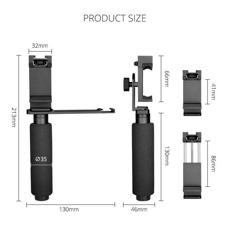 Vlogging Hand Grip Smartphone Stabilizer Black