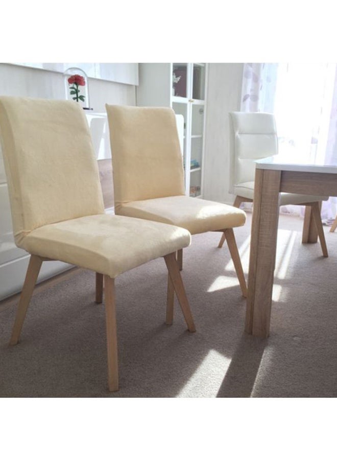 4-Piece Stretchable Dining Chair Covers Beige 58cm  - Image 4