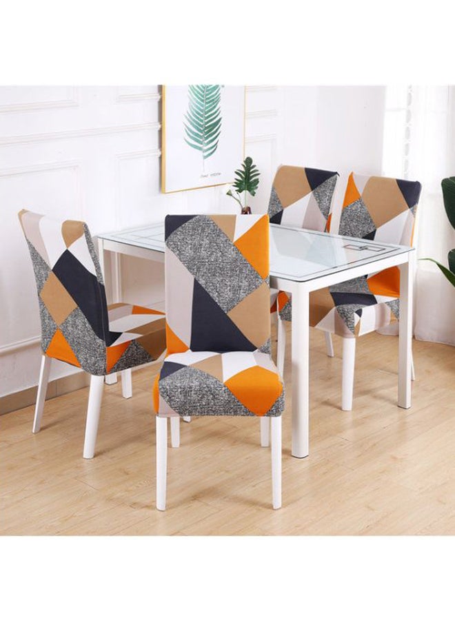 Generic 4-Piece Stretchable Dining Chair Covers Grey/Orange/Black 58cm  - Image 2