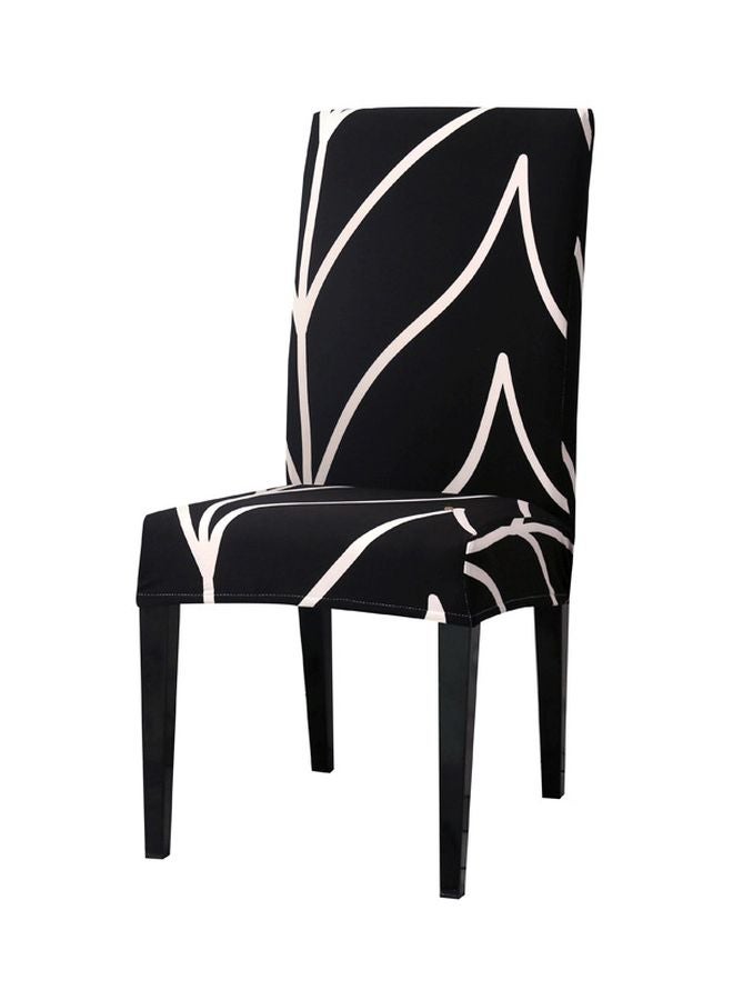 4-Piece Stretchable Dining Chair Covers Black/White 58cm - Image 2