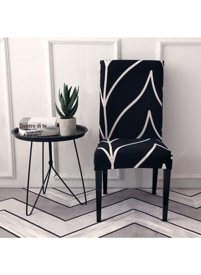 4-Piece Stretchable Dining Chair Covers Black/White 58cm - Image 3