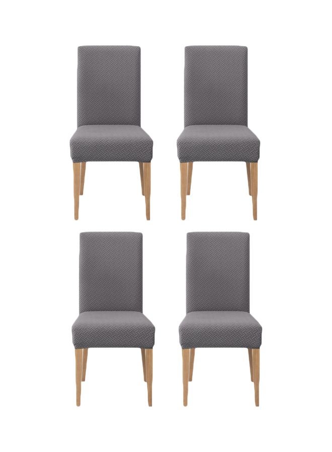 4-Piece Solid Dining Chair Cover Set Grey 4x58cm - Image 1