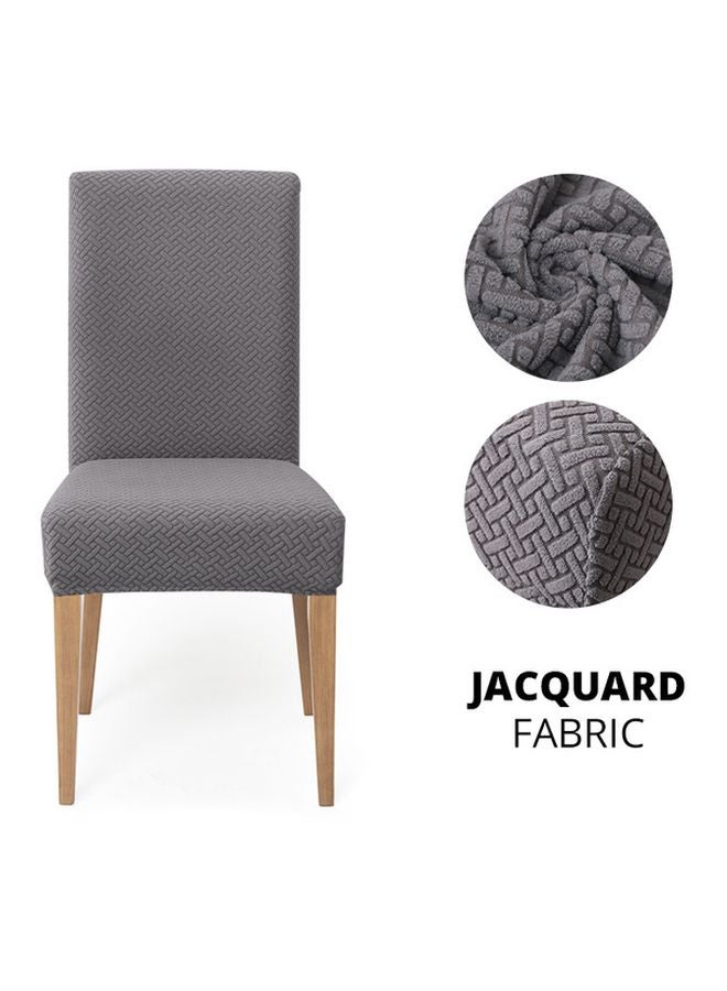 4-Piece Solid Dining Chair Cover Set Grey 4x58cm - Image 3
