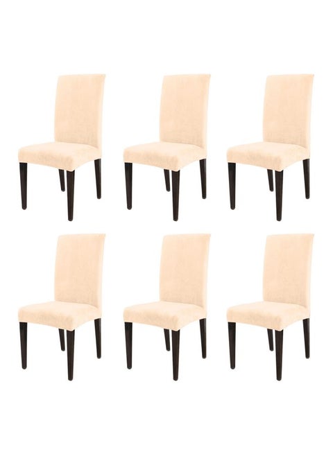 6-Piece Solid Dining Chair Cover Set Beige 6x58cm