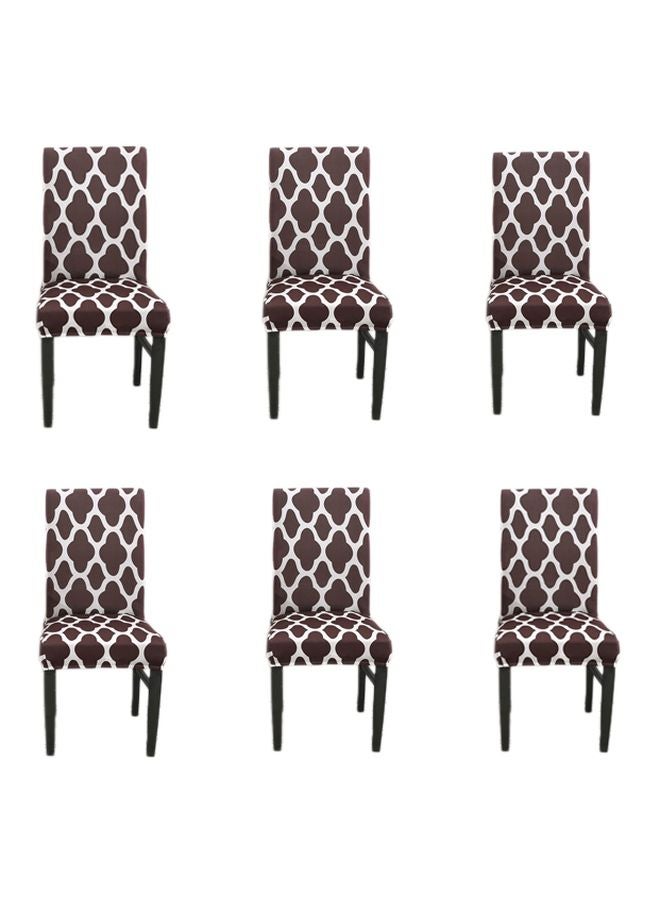 6-Piece Printed Chair Cover Set Coffee/White 6x58cm - Image 1