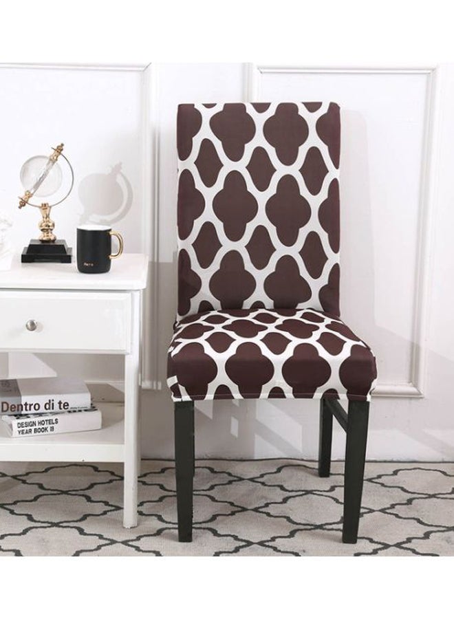 6-Piece Printed Chair Cover Set Coffee/White 6x58cm - Image 2