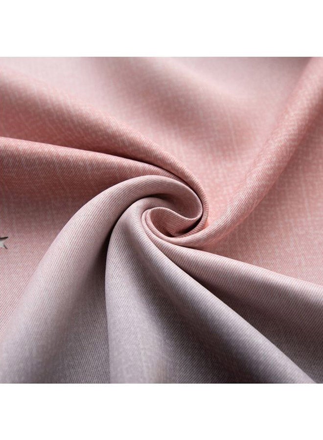 2-Piece Dual Layer Stars Textured Window Curtain Set Grey/Pink 95x53inch - Image 5