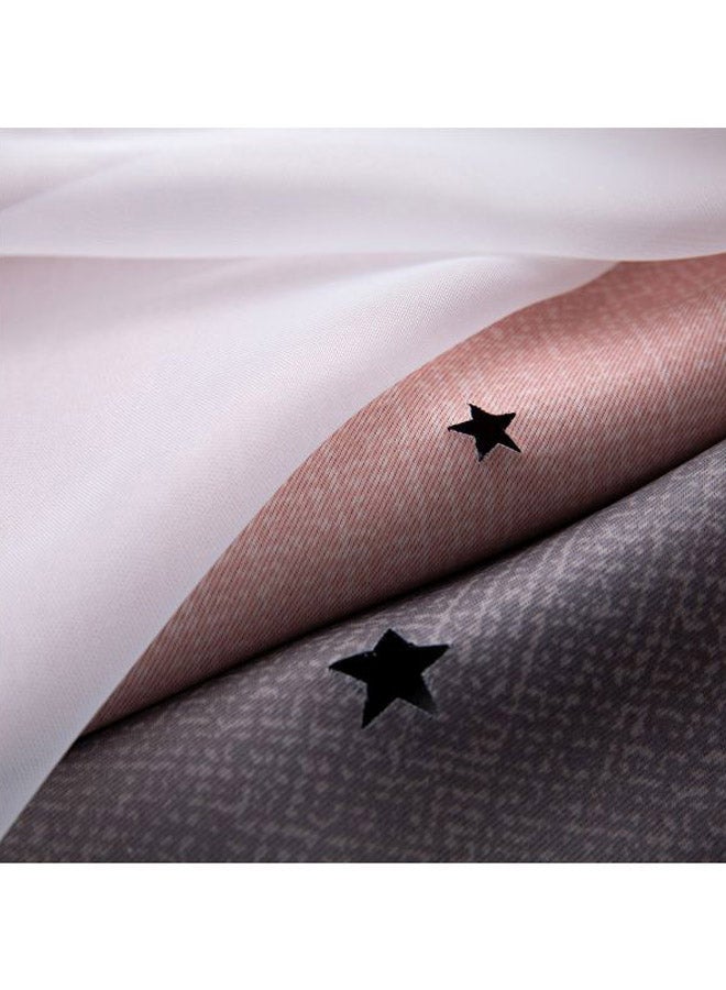 2-Piece Dual Layer Stars Textured Window Curtain Set Grey/Pink 95x53inch - Image 3