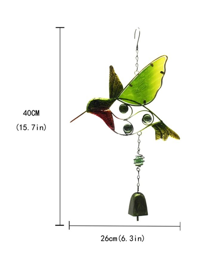 جرس رياح على شكل طائر أخضر/ أحمر/ فضي 15.7x6.3بوصة - Image 2