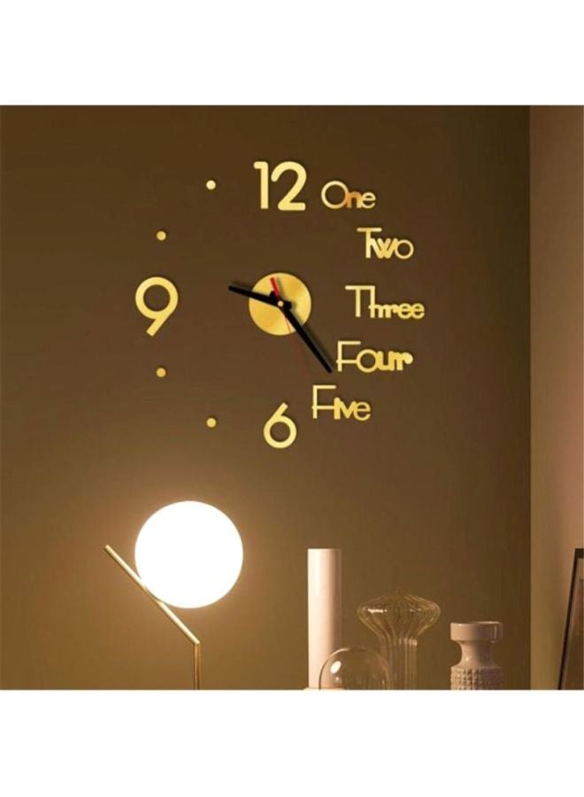ساعة حائط ثلاثية الأبعاد بتصميم مرآة يمكنك لصقها بنفسك ذهبي 40x40سم - Image 3