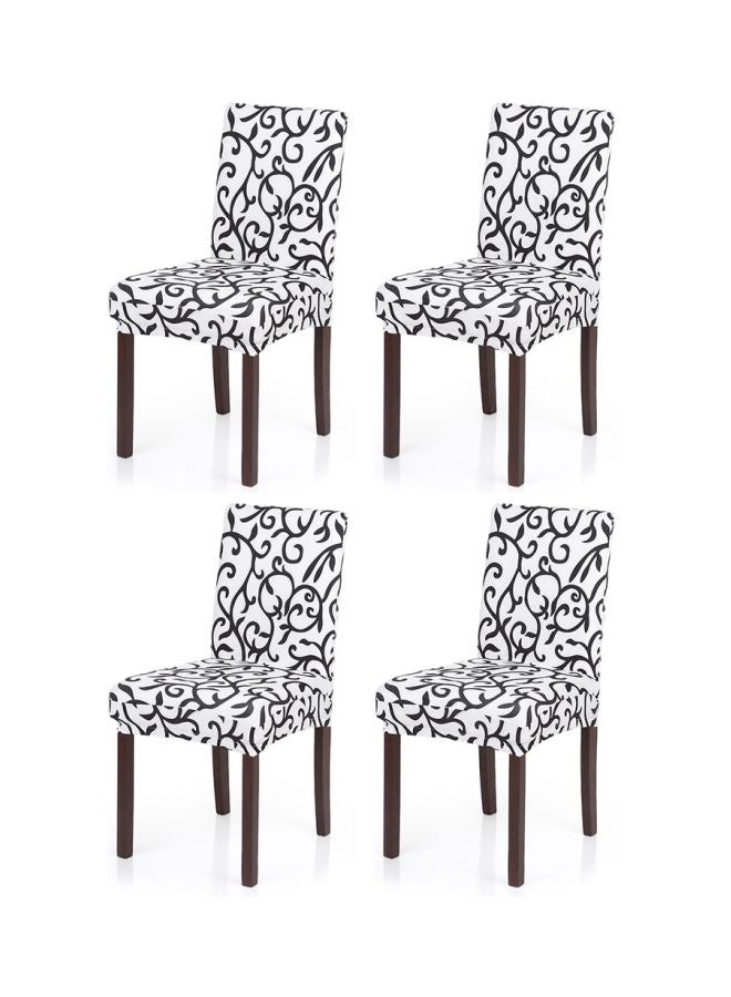 مجموعة من 4 أغطية للكراسي مزيّن بطبعة طوطم أبيض/ أسود 33x22x6سم  - Image 3