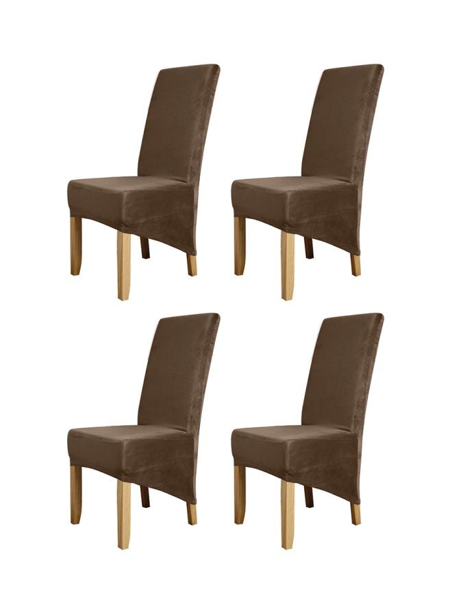 Generic 4-Piece Solid Chair Cover Set Deep Camel 12x12x2cm  - Image 2