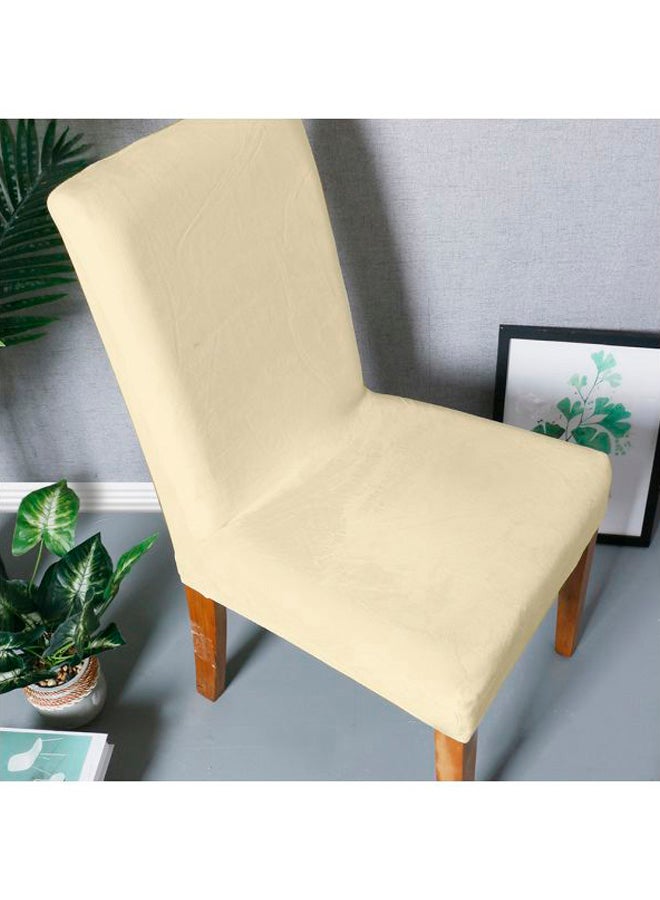 Generic 4-Piece Solid Chair Cover Set Deep Beige 12x12x2cm  - Image 2