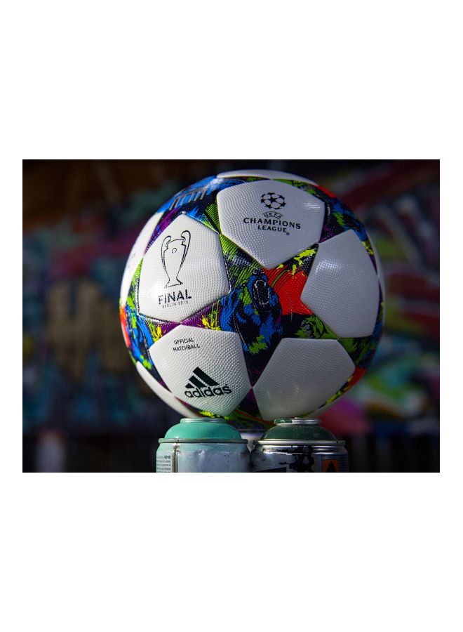 فاست برينت ملصق جداري بلصق ذاتي بطبعة عبارة "Champions League" أبيض/أزرق/فضي 140x105سم