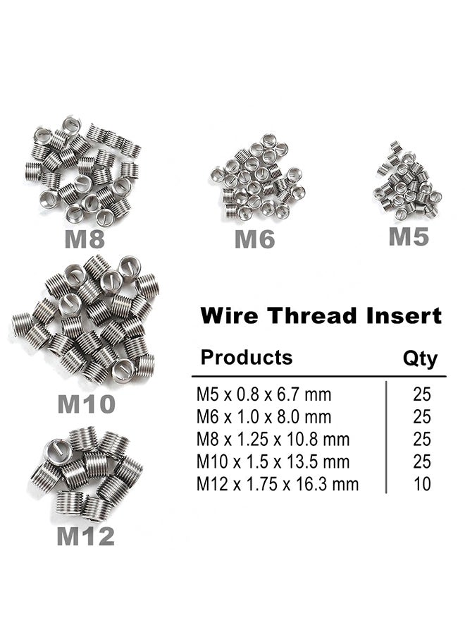 مجموعة أدوات إصلاح لولبية حلزونية بخيوط مخططة مكونة من 131 قطعة - Image 5