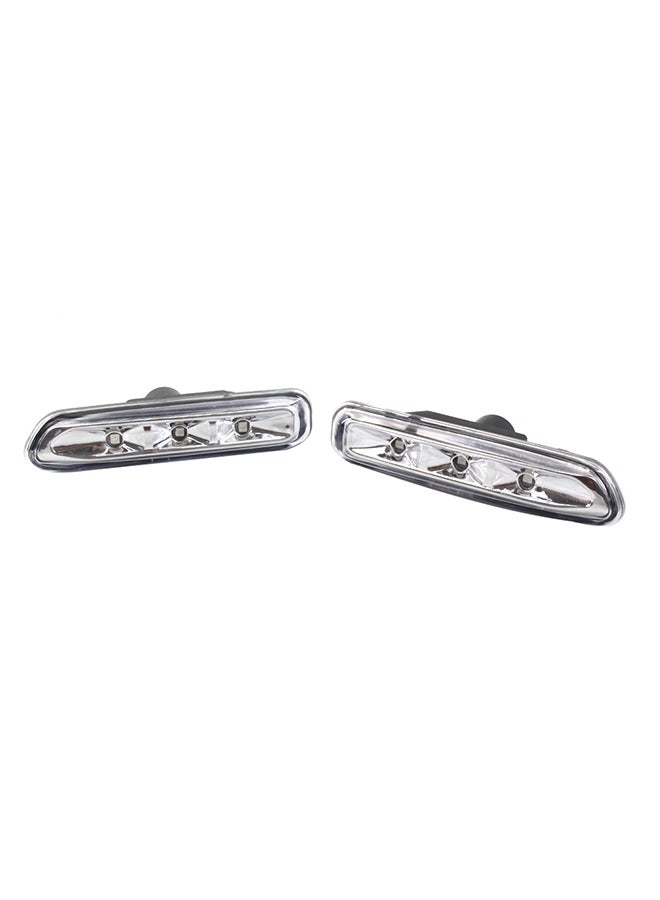 Generic 1 Pair Full LED Strip Side Marker Light Front Fender Turn Signal Lamp Assembly Replacement Pair Replacement for BMW E46 White  - Image 1