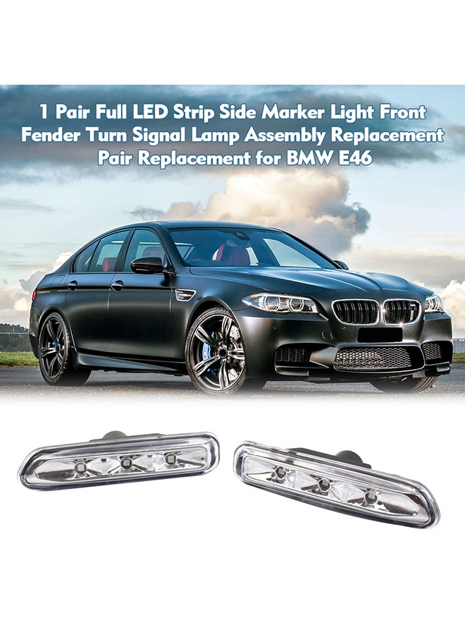 Generic 1 Pair Full LED Strip Side Marker Light Front Fender Turn Signal Lamp Assembly Replacement Pair Replacement for BMW E46 White  - Image 4
